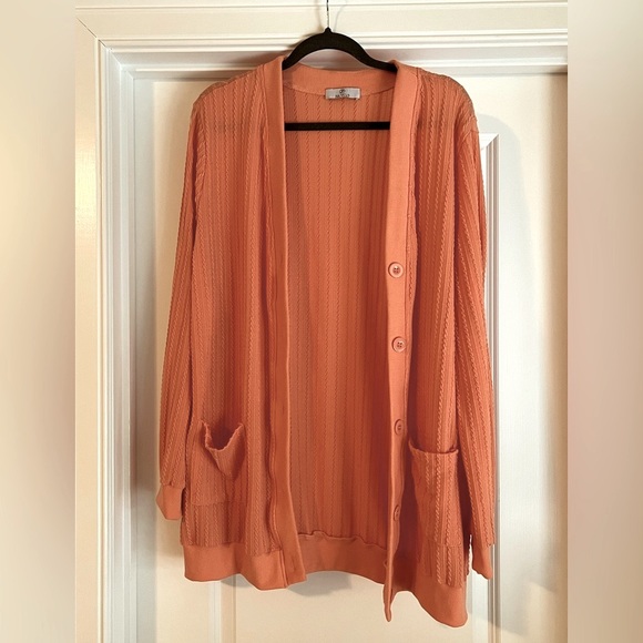 Julyclo Cardigan Sweater.  Long sleeve button down cable knit. size 2X - Picture 1 of 5